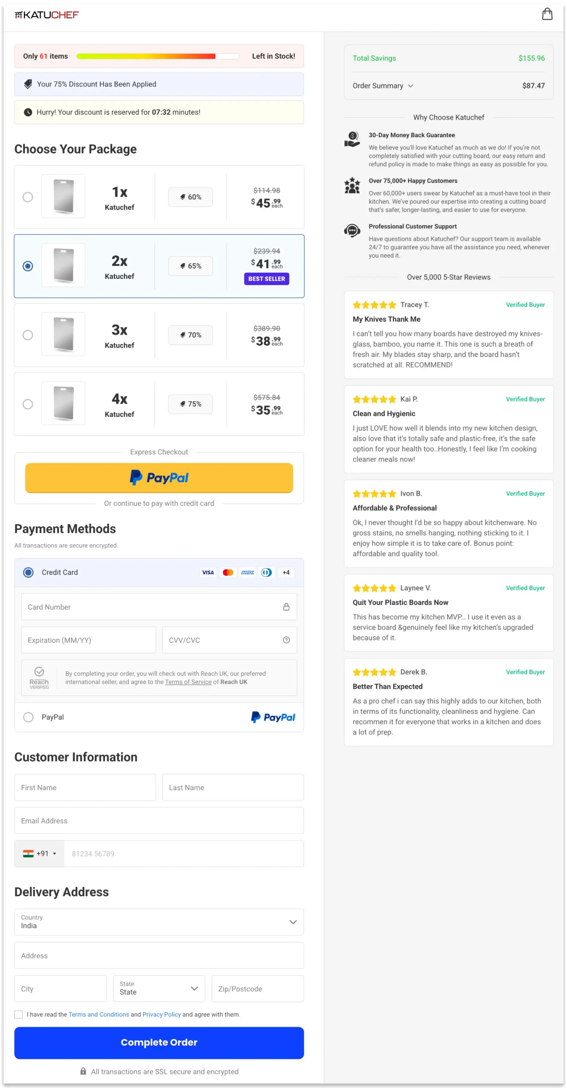 katuchef titanium cutting board checkout page